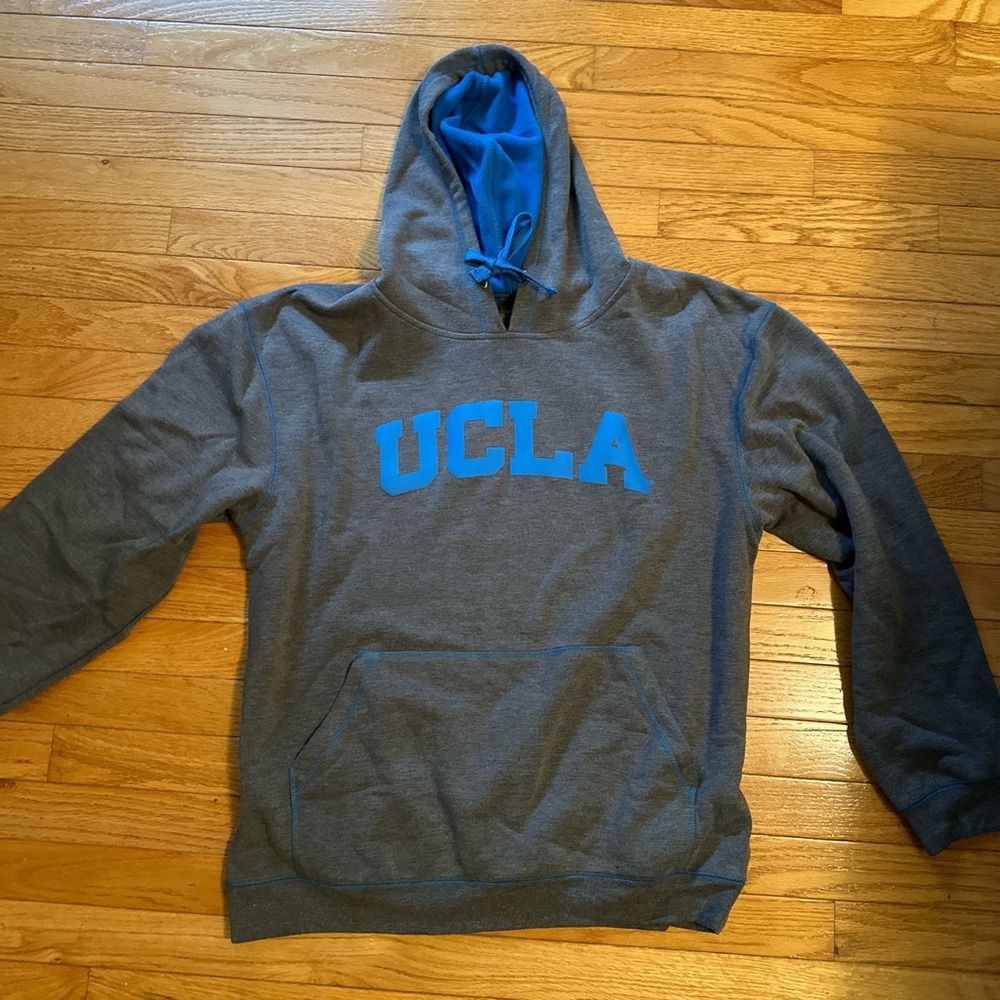 Gray and Blue Men's Hoodie